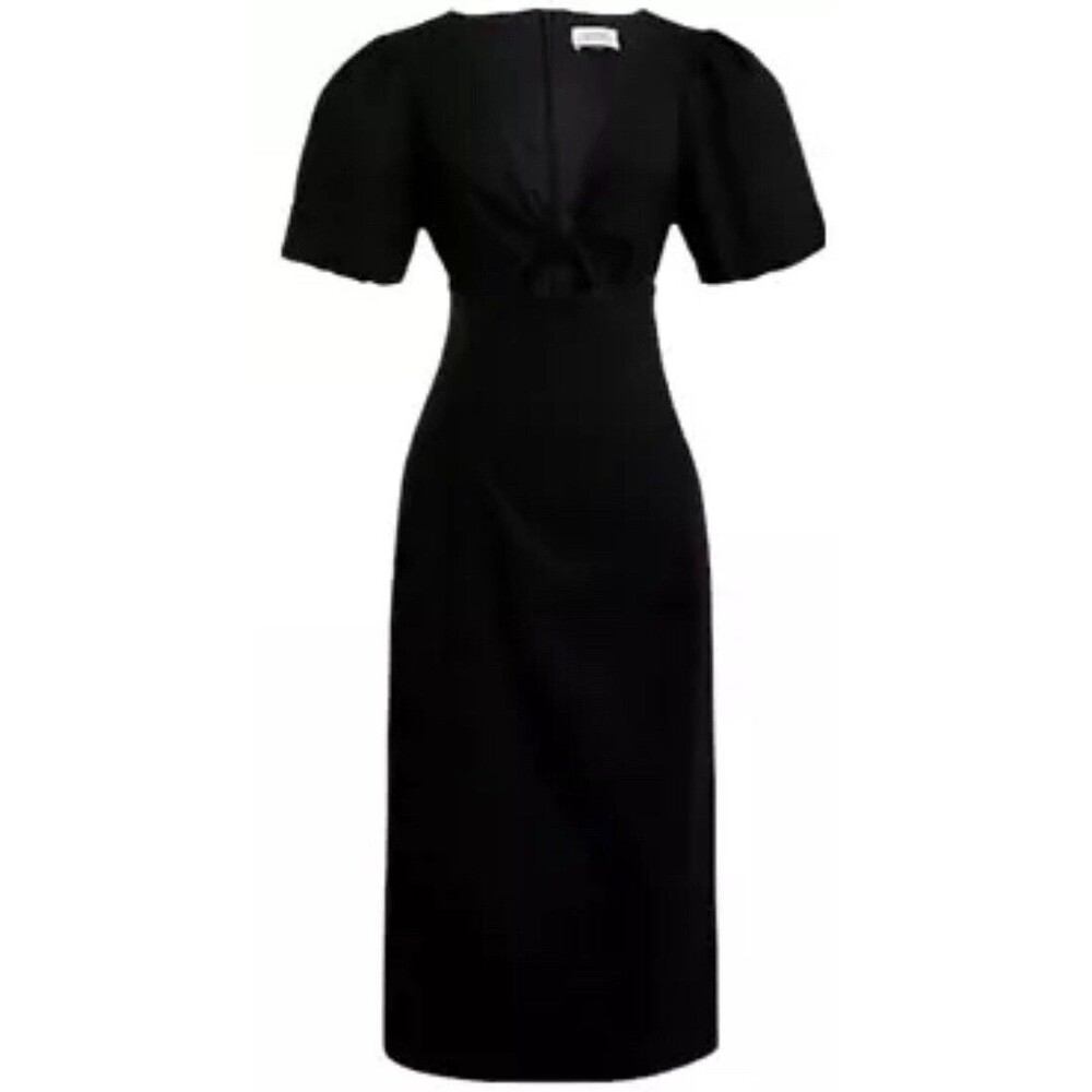 J Crew Collection Dress Black Cutout Puff Sleeve Cotton Preppy Size 22 Plus NWT